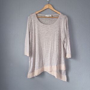 Simply Noelle Women’s Size S M  8-10 Tunic Top Pullover Sheer High Low Hem Cream